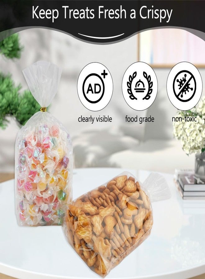 Sociaooil Cellophane Bags, 50 Pcs Bottom Gusset Bags, 6''x9" Cellophane Treat Bags, Clear Gift Bag Plastic Cello Candy Popcorn Bag with Ties for Valentines Wedding Party Favors Gift Bakery Wrapping Food Storage - Image 4